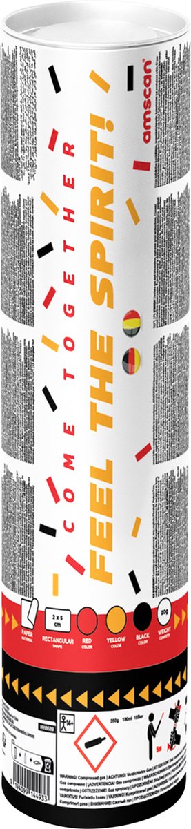 AMSCAN - Confettikanon België en Duitsland zwart rood geel