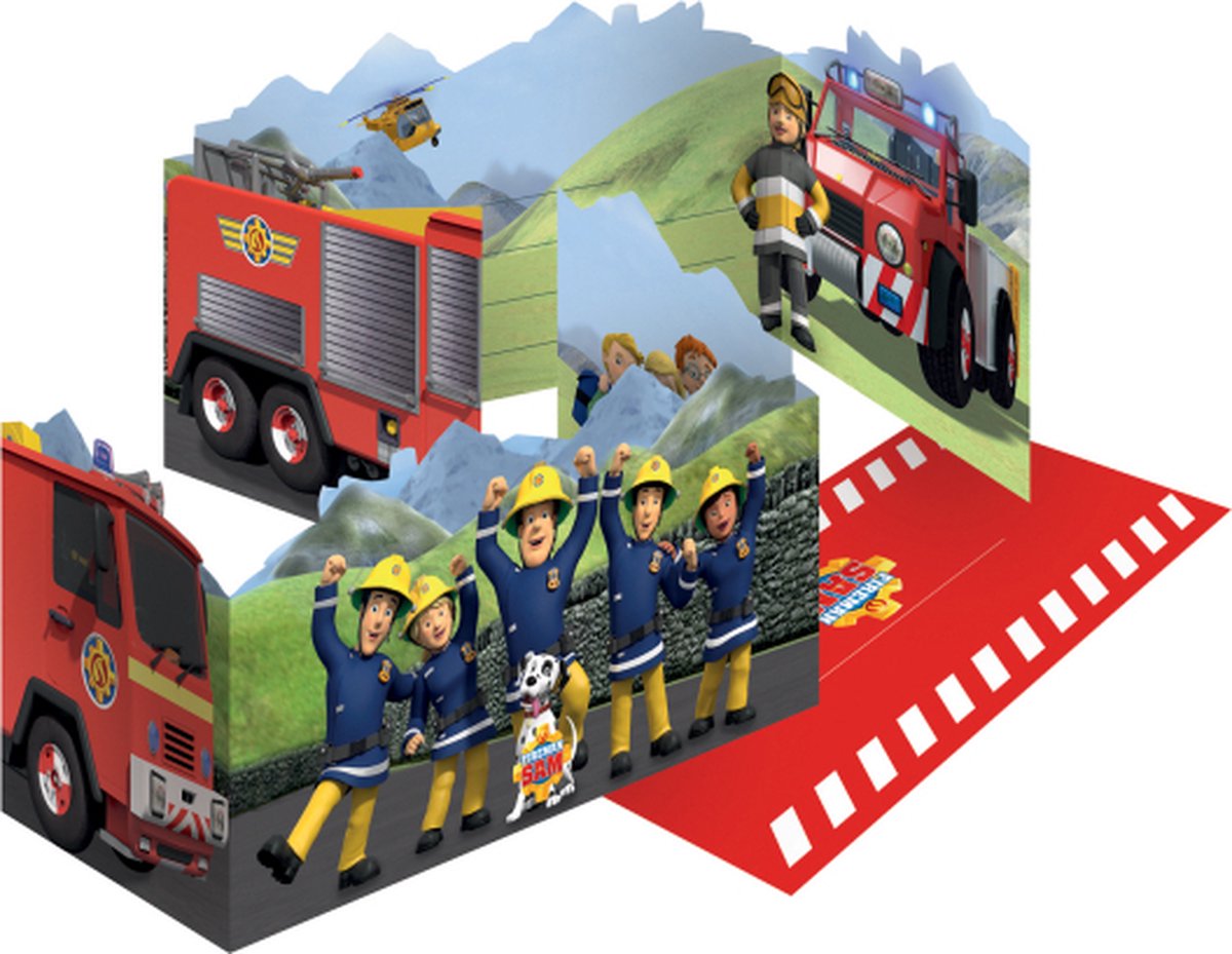Amscan - Brandweerman Sam - Uitnodigingen - 8 stuks