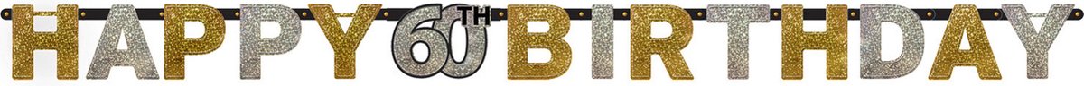 Amscan - Sparkling Celebrations - Letter Slinger 60 Goud (2,13 meter)