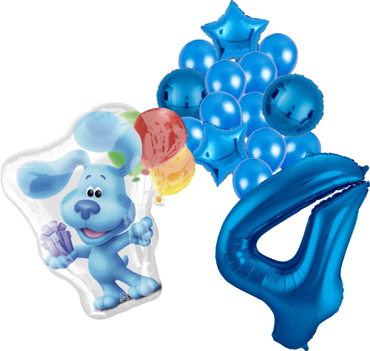 Blues Clues ballonnen pakket - 60x63cm - Folie Ballon - 4 jaar - Themafeest - Verjaardag - Ballonnen - Versiering - Helium ballon