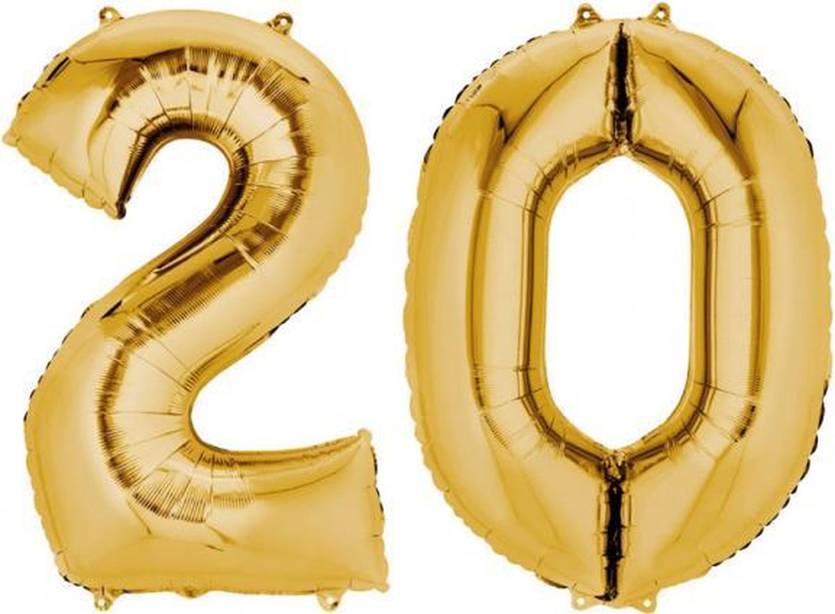 Bunch Numbers 2-0 Gold 2 Foil Balloons P75 Packaged 86cm h