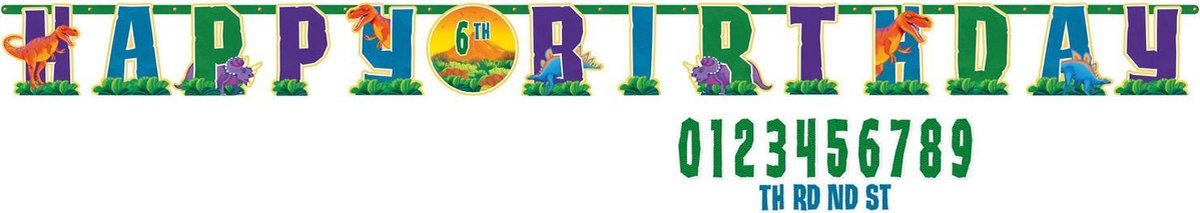 Dinosaurus feestbanner Happy Birthday