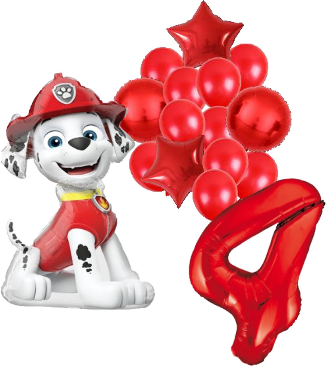 Paw Patrol Marshall ballonnen pakket - Verjaardag versiering - 4 jaar - 53x84cm