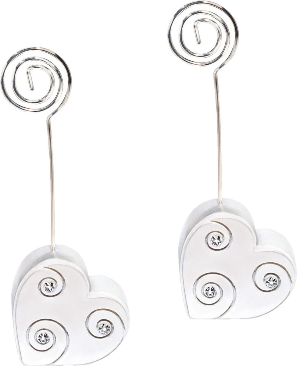 Set van 10x stuks bruiloft plaatskaartjes houder in hart vorm 10.8 cm - Tafel deco artikelen