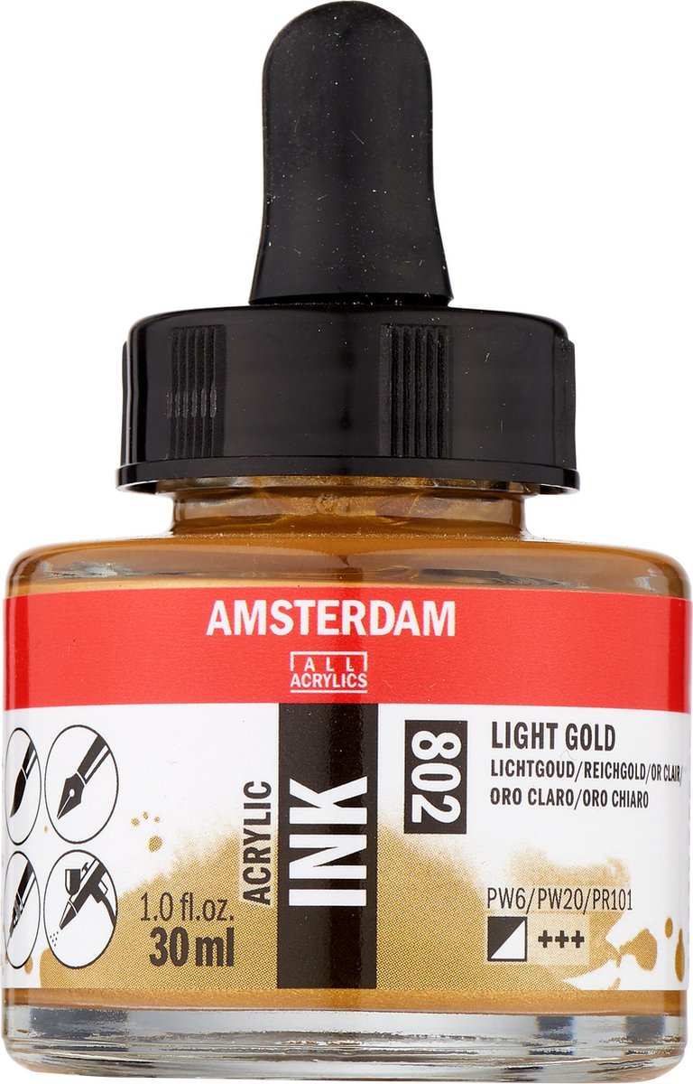 Amsterdam Acrylic Ink Fles 30 ml Lichtgoud 802