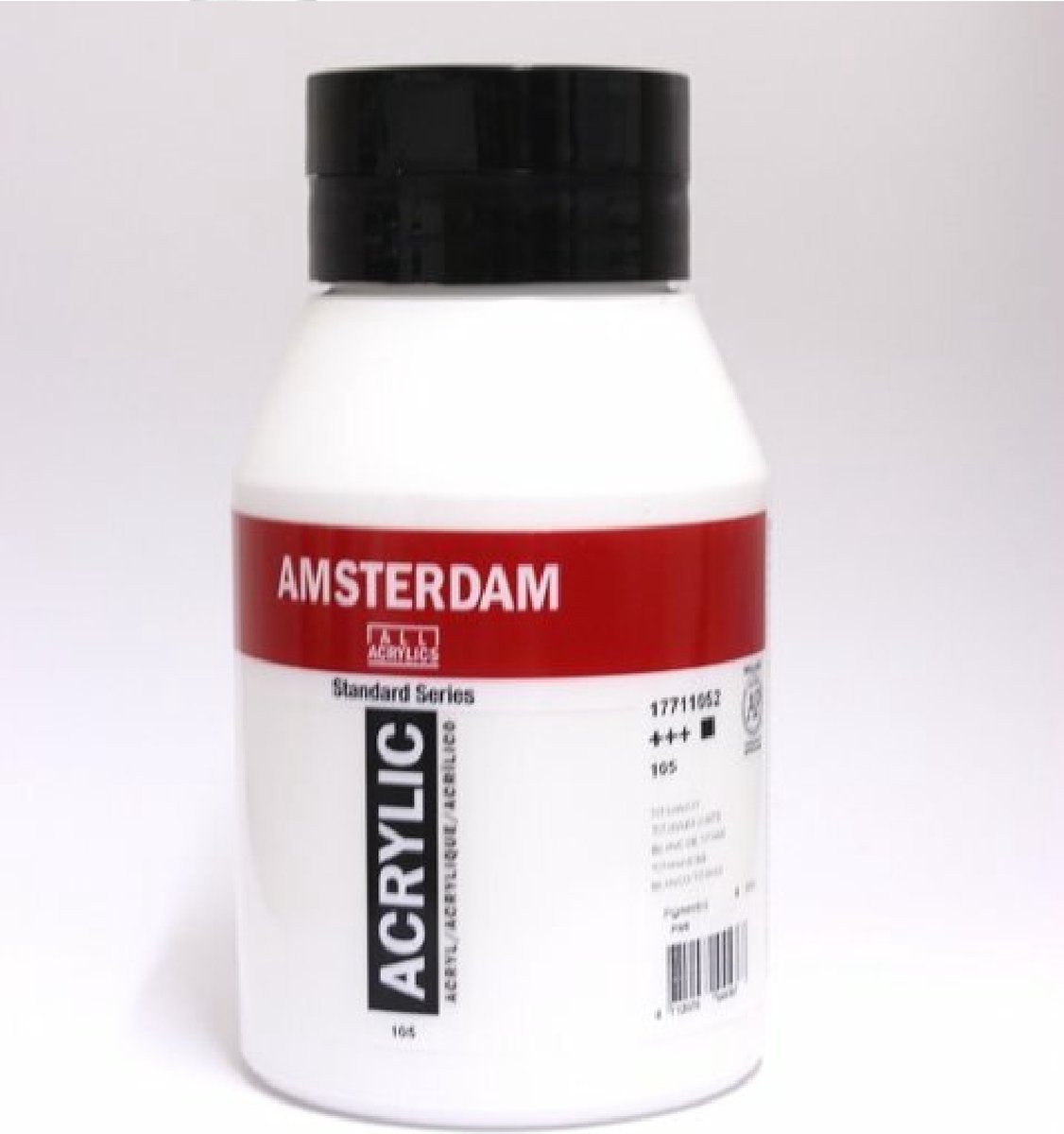 Amsterdam Acrylverf - 105 Titaanwit - Grootverpakking - Professionele Dekwitte Acrylverf - Rijke Pigmenten - Schilderverf voor Kunstenaars - 1000 ml - Incl. Goodie