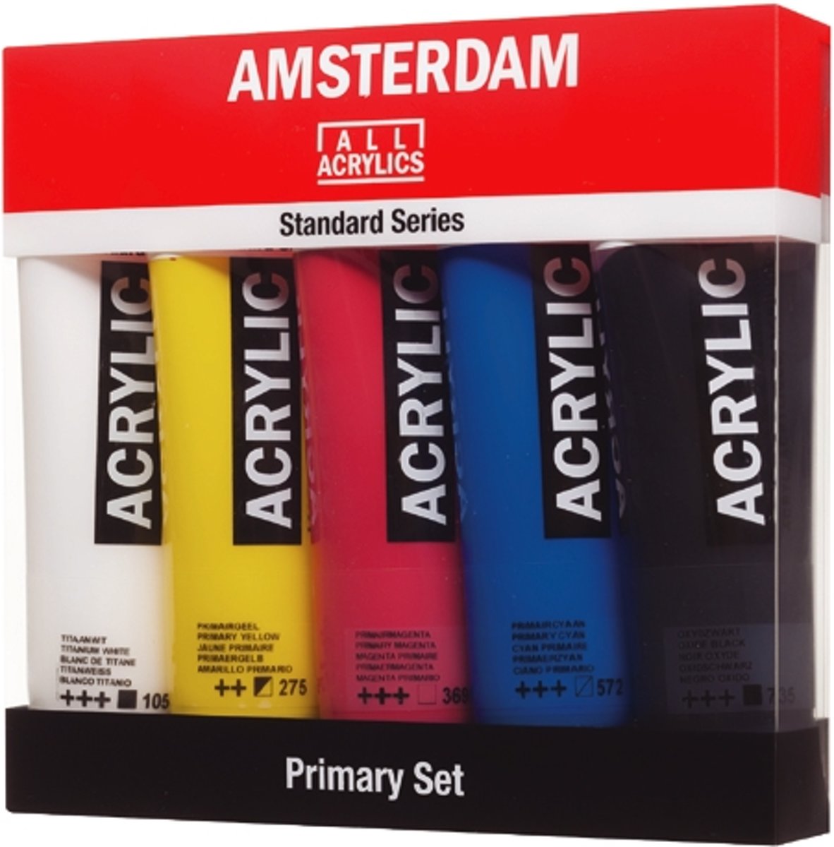 Standard acrylverf primary set 5 kleuren 120 ml tubes