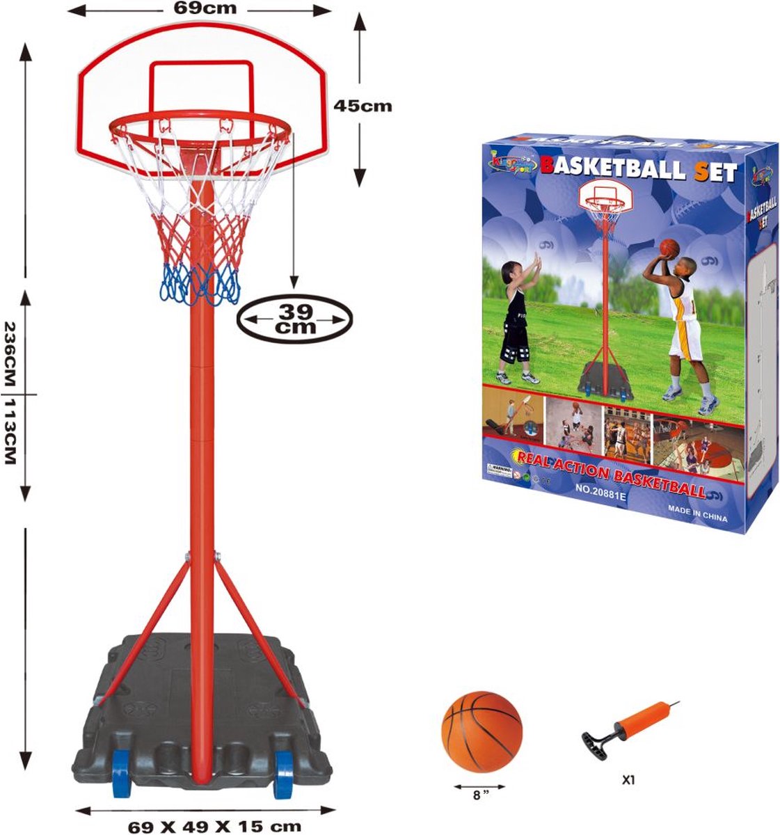 Basketbal Set 200 Cm.