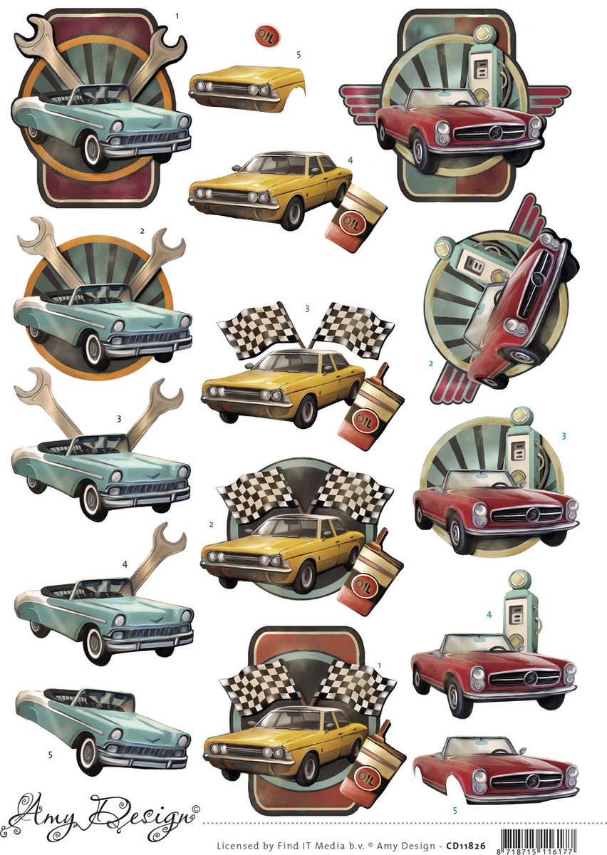 3D Cutting Sheet ( knipvel) - Amy Design - Cars