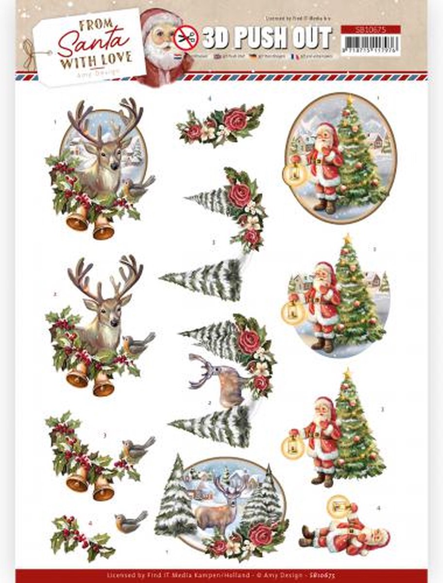 3D Push Out - Amy Design - From Santa with Love - Deer