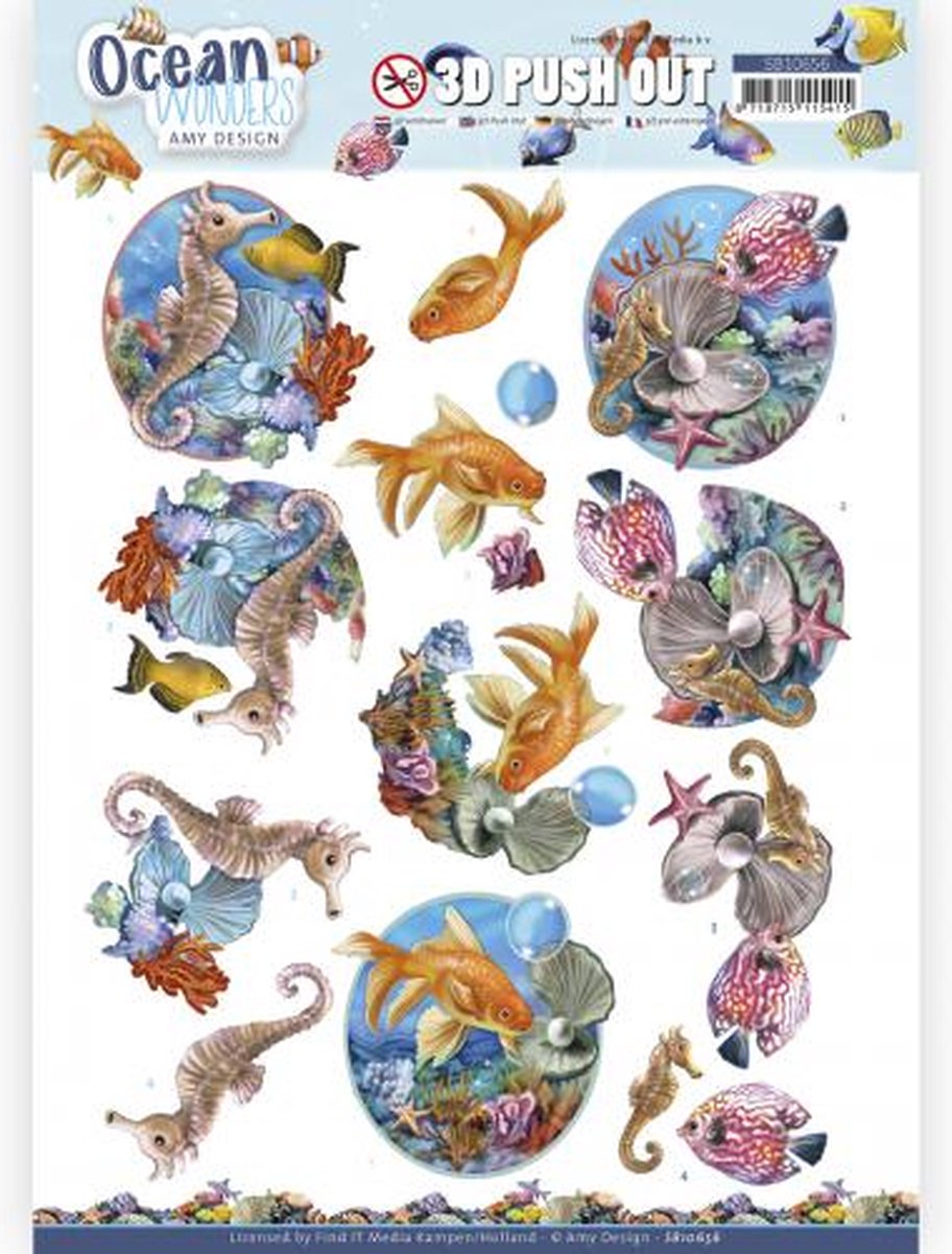 3D Push Out - Amy Design - Ocean Wonders - Seahorse