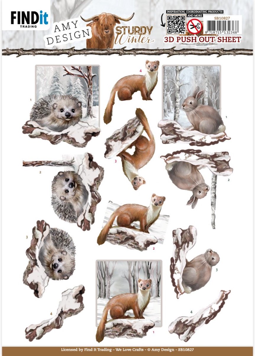 3D Push-Out - Amy Design - Sturdy Winter - Hedgehog