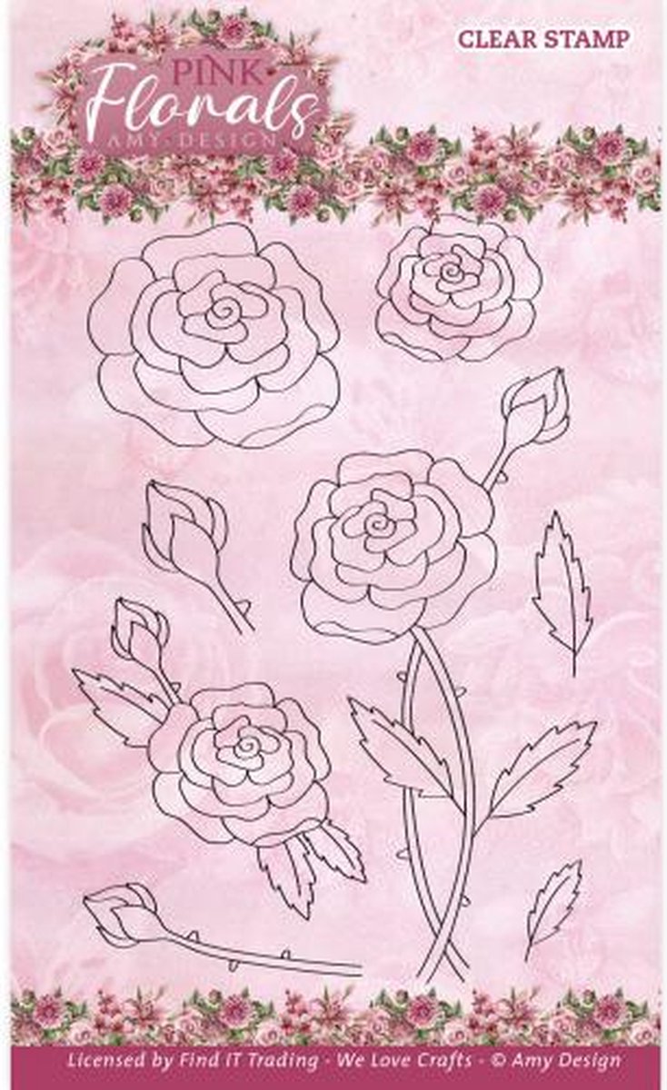 Clear Stamps - Amy Design - Pink Florals - Rose