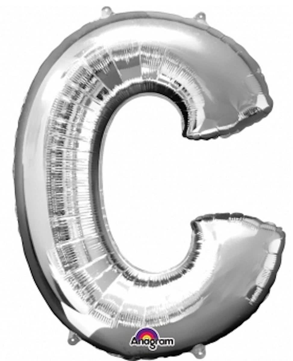 Letter C ballon zilver 86 cm