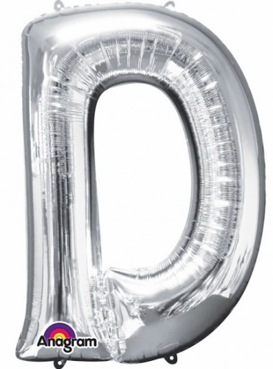 Letter D ballon zilver 86 cm