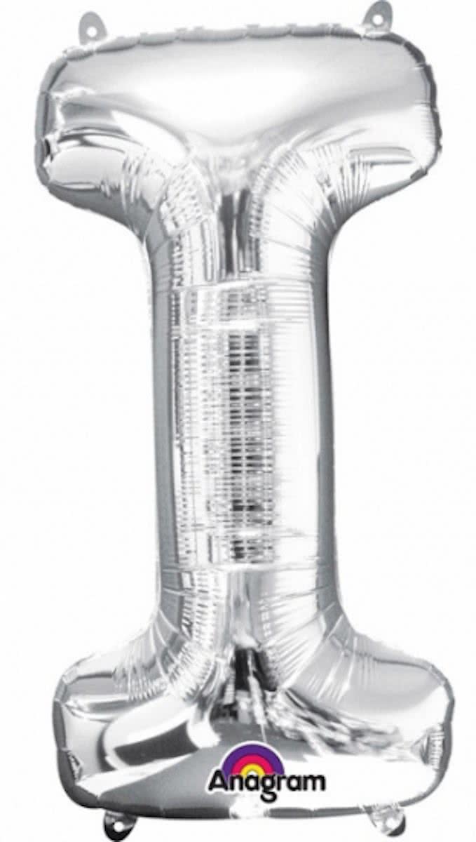 Letter I ballon zilver 86 cm