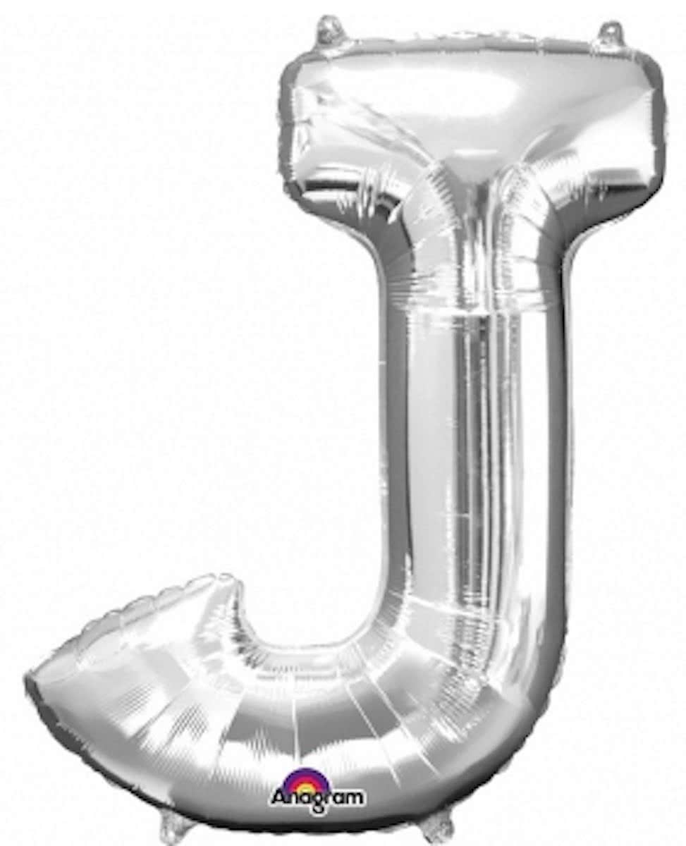 Letter J ballon zilver 86 cm