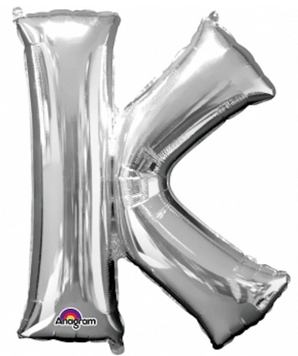 Letter K ballon zilver 86 cm