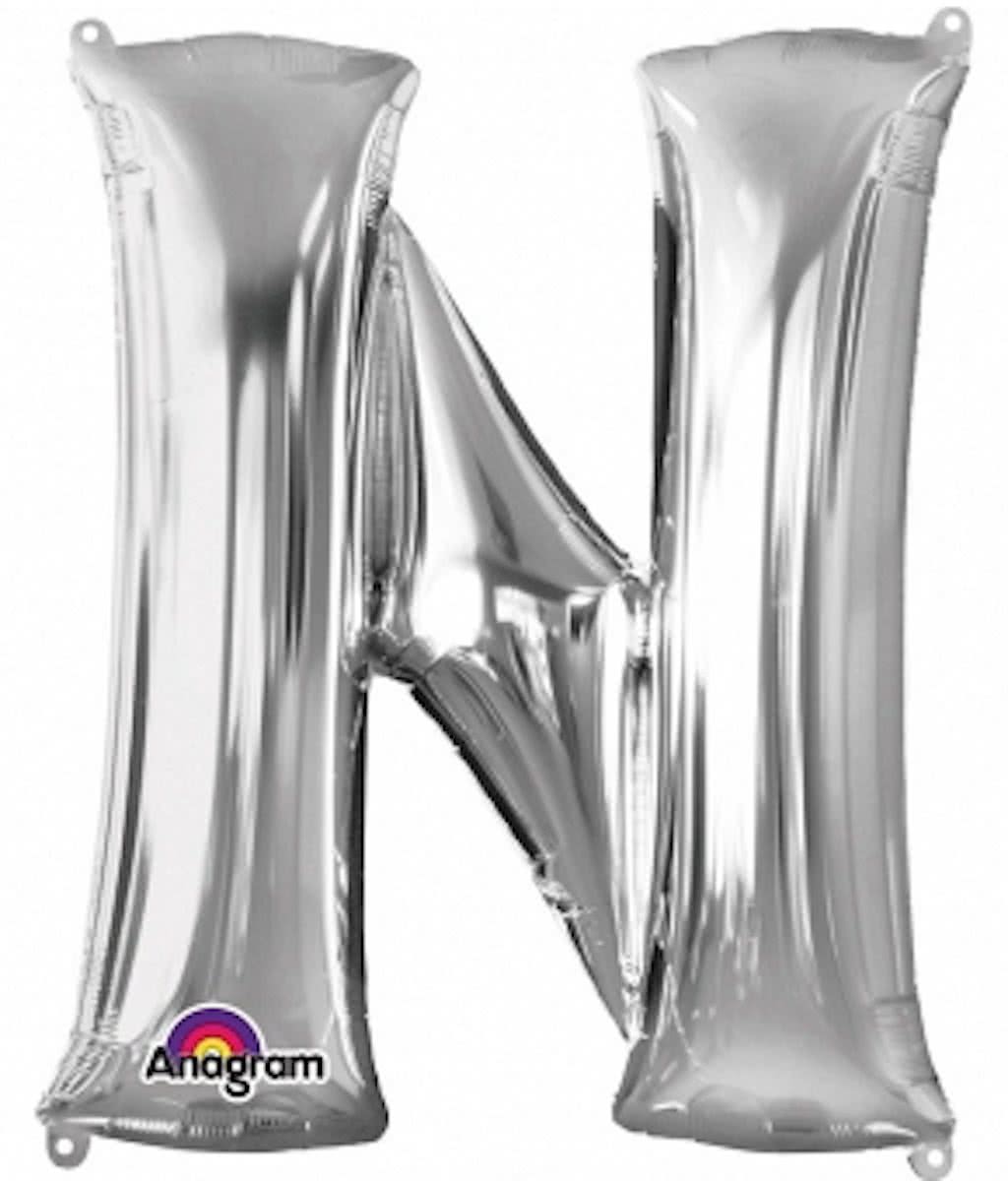 Letter N ballon zilver 86 cm