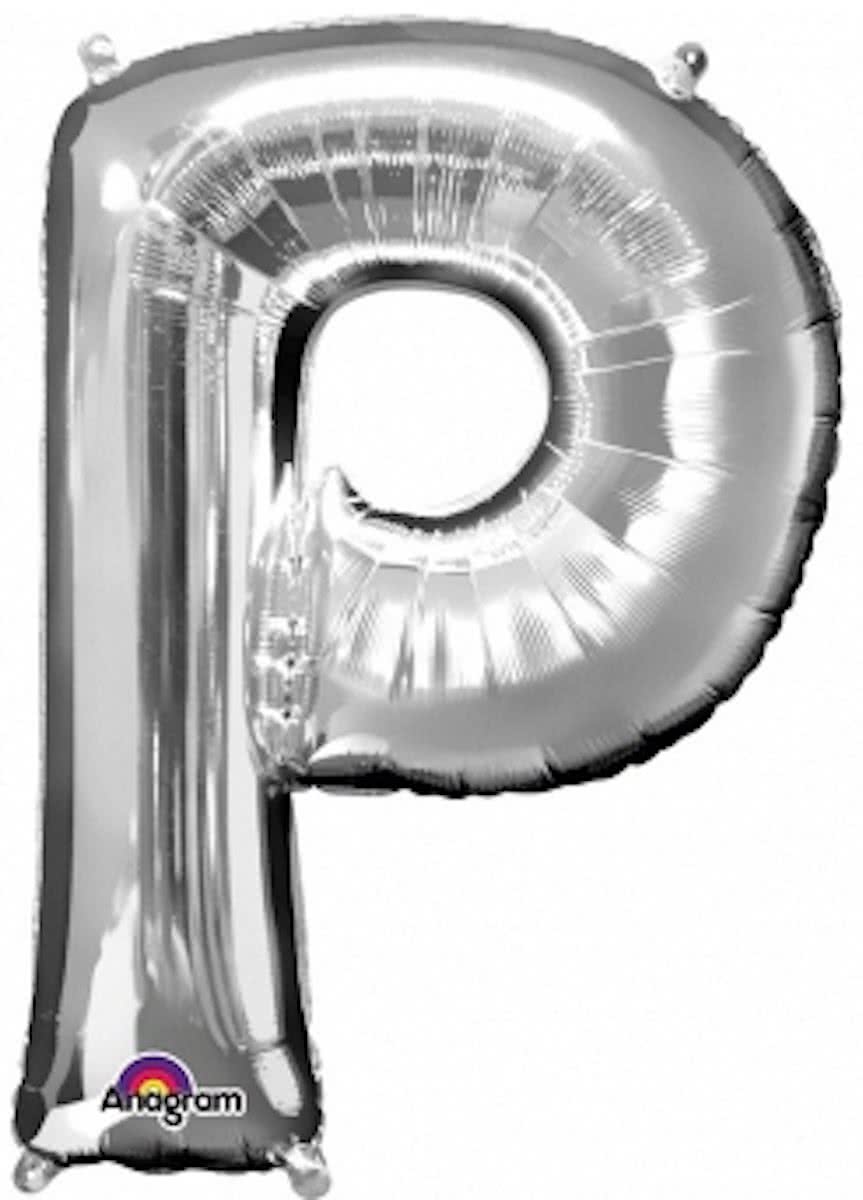 Letter P ballon zilver 86 cm
