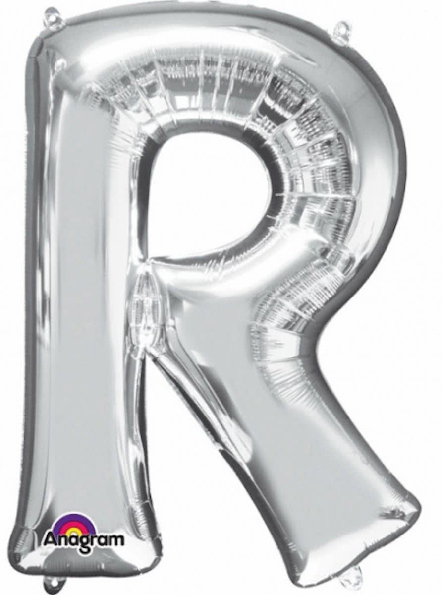 Letter R ballon zilver 86 cm