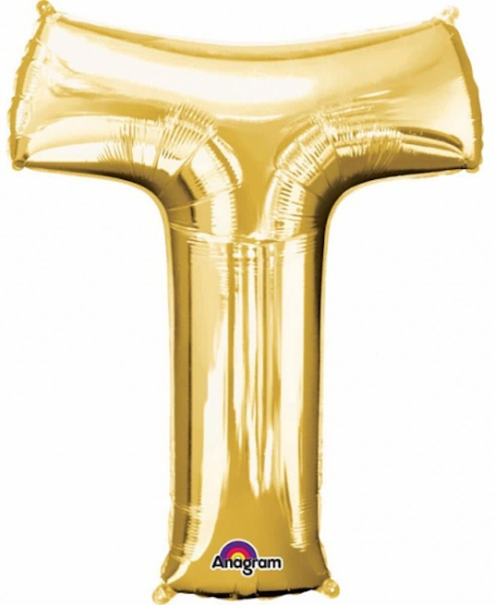 Letter T ballon goud 86 cm