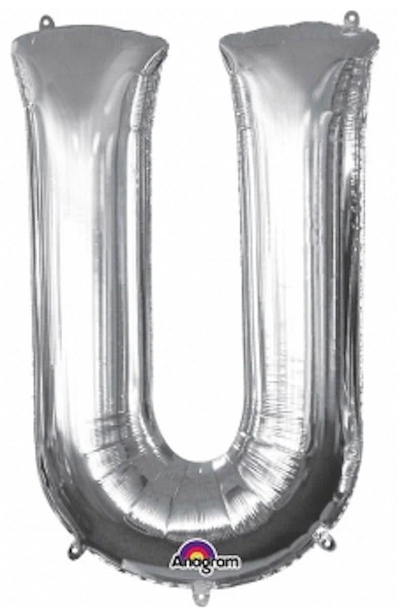 Letter U ballon zilver 86 cm