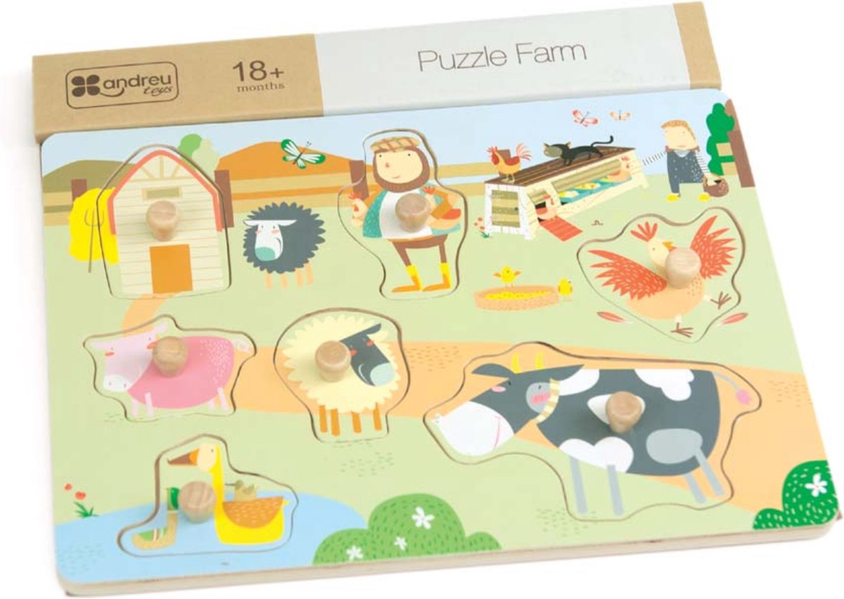 Andreu Speelgoed ANDREU - Puzzel boerderij pastel