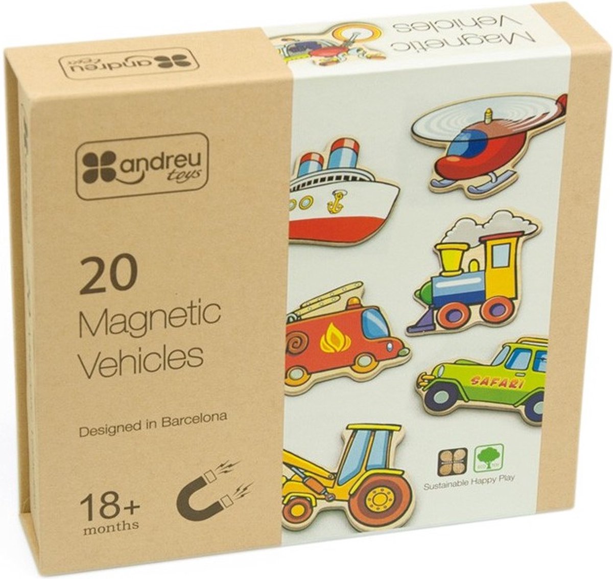 Andreu Toys magnetisch speelgoed - 20 voertuigen karton educatief.
