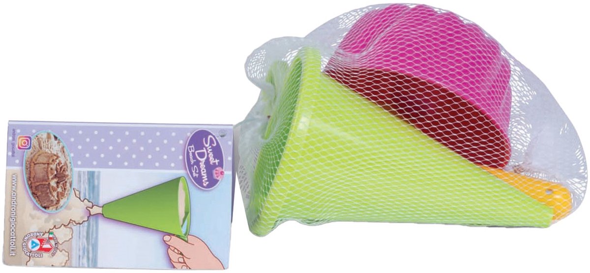 Zandtrechter met Cake Zandvorm en Schep, 3dlg.