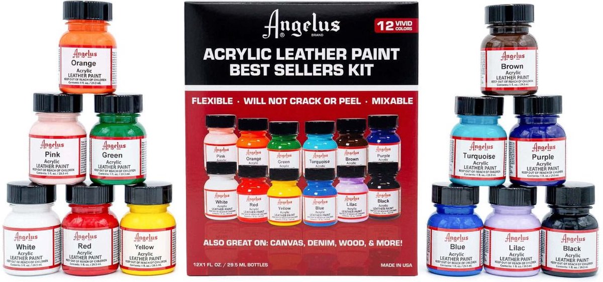 Angelus Acrylic Leather Paint - Best Sellers Kit