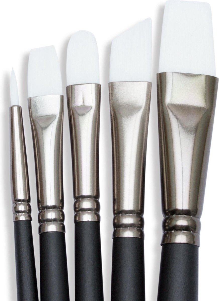 Angelus Leerverf Penselen Set 5 Penselen acrylverf