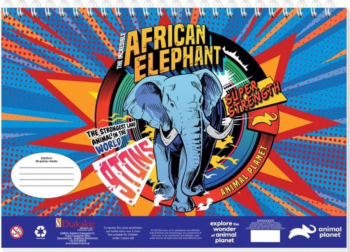 kleurboek met stickers olifant 33 cm papier blauw