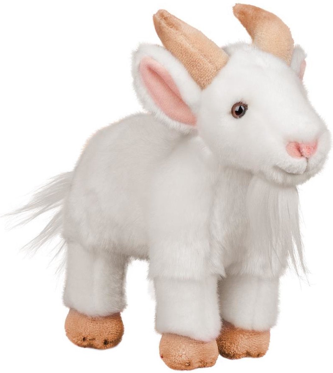 Pluche knuffeldier witte geit 24 cm - Boerderij dieren speelgoed knuffels