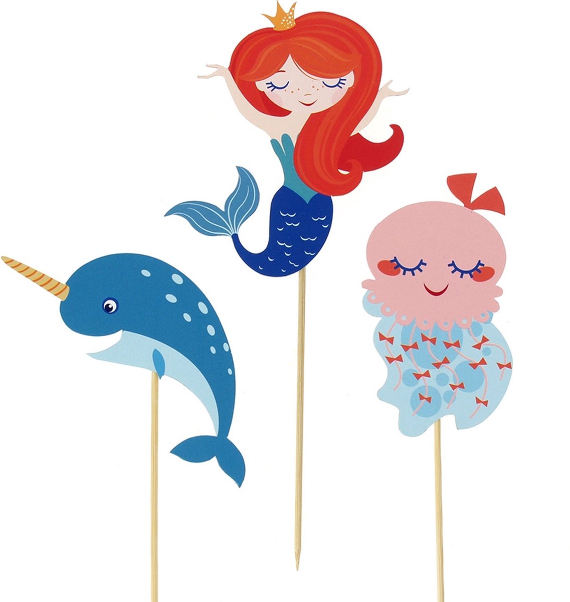 CAKE TOPPERS ZEEMEERMIN KINDERFEEST - ANNIKIDS - TAART TOPPERS PRIKKERS -