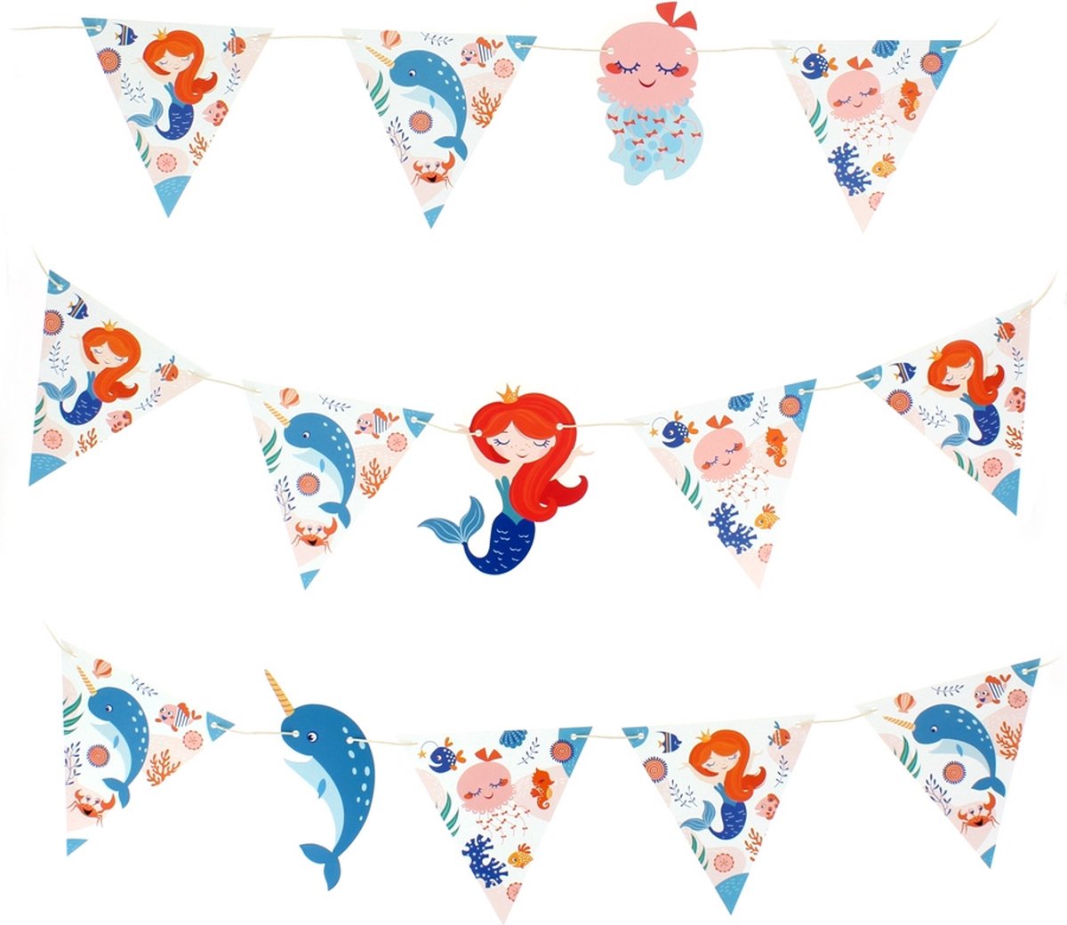 Papieren vlaggetjes mermaid feestje