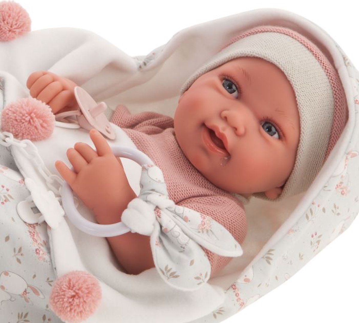 Antonio Juan levensechte babypop meisje met slaapzak en speen 42 cm