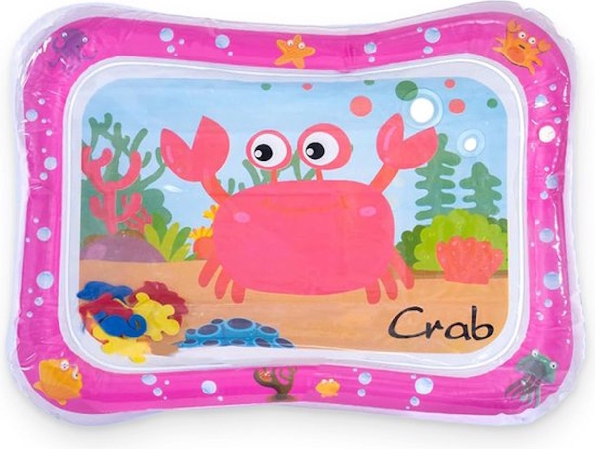 AnyPrice® Opblaasbare Watermat voor Babys - Sensorische Speelmat met Zeewereld Thema - Stimuleert Tactiele Ontwikkeling - Ideaal voor 3-6-9 Maanden - Verkoelend en Comfortabel Babyslapped Mat - Roze