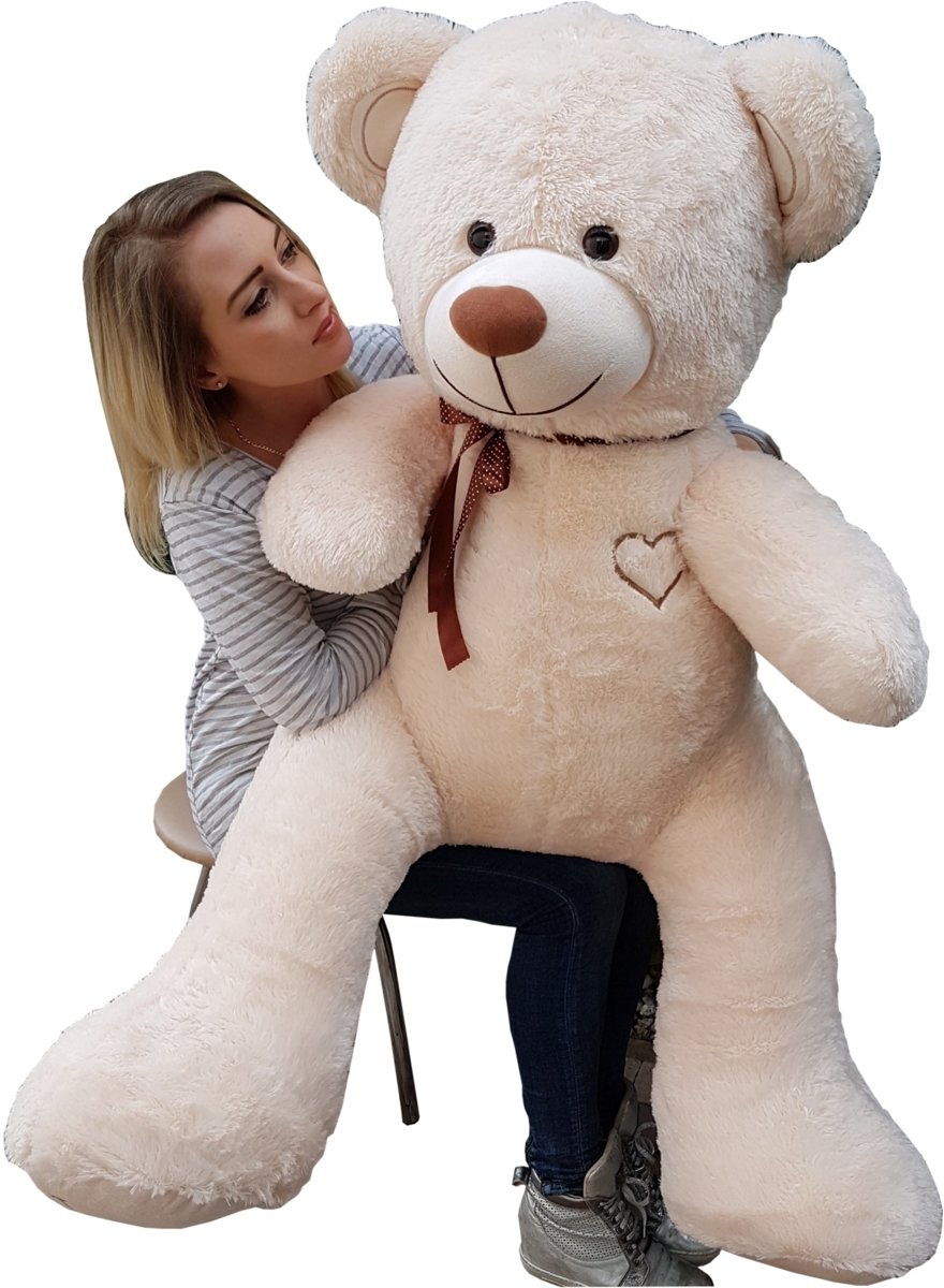 Grote crème knuffelbeer teddybeer met i love you tekst