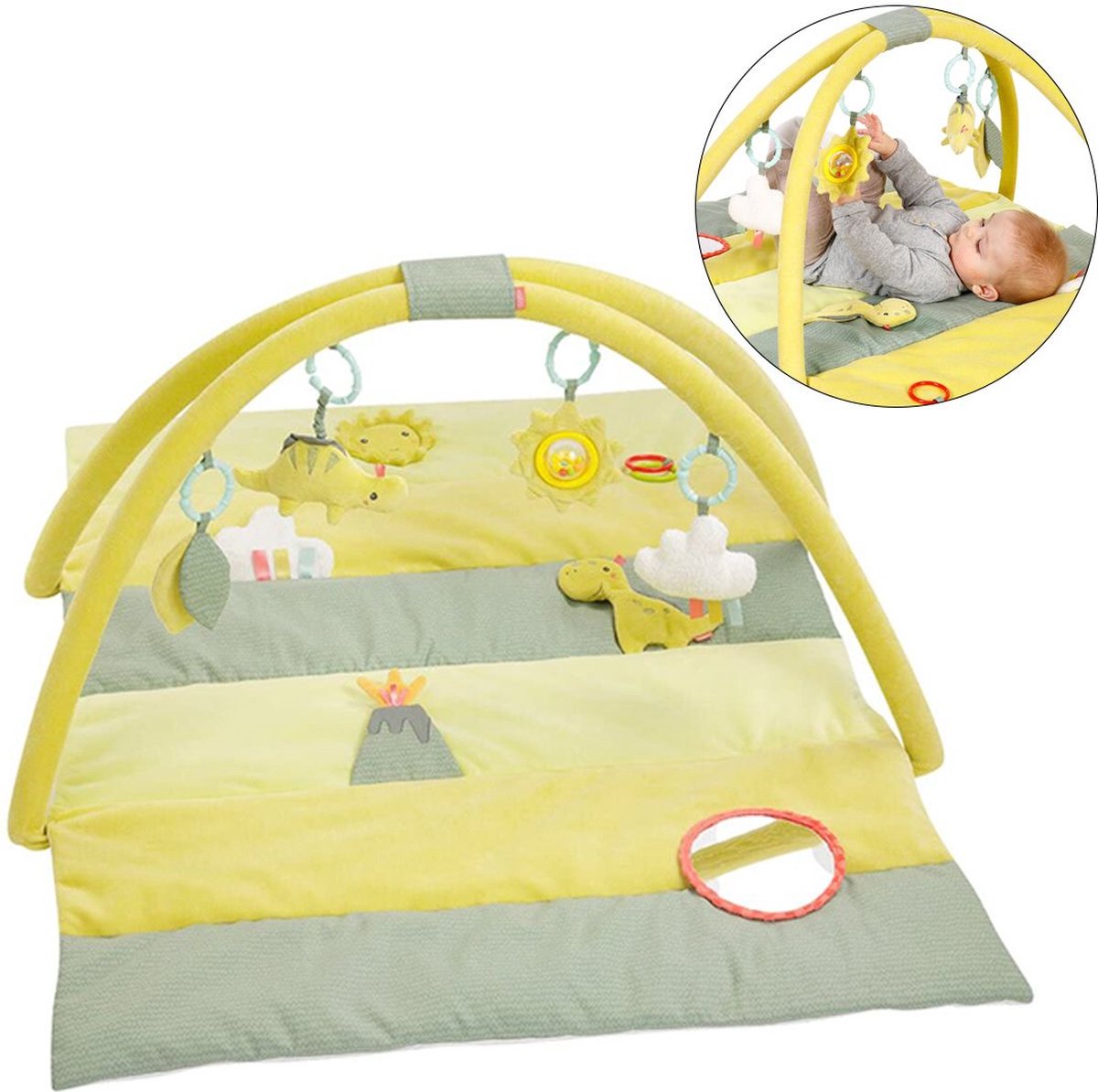 ApexArte® Baby Speelkleed Met Boog - Babyspeelgoed 0 Jaar - Kinderspeelgoed 1 Jaar - Speelmat - Babygym met Ligkussen
