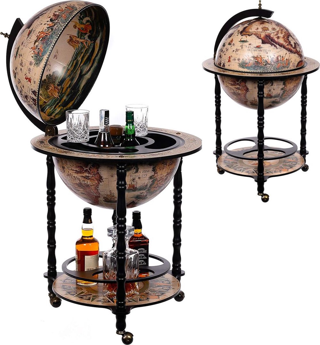ApexArte® Globebar - Wereldbol bar - Whiskey Set - Bijzettafel - Authentiek