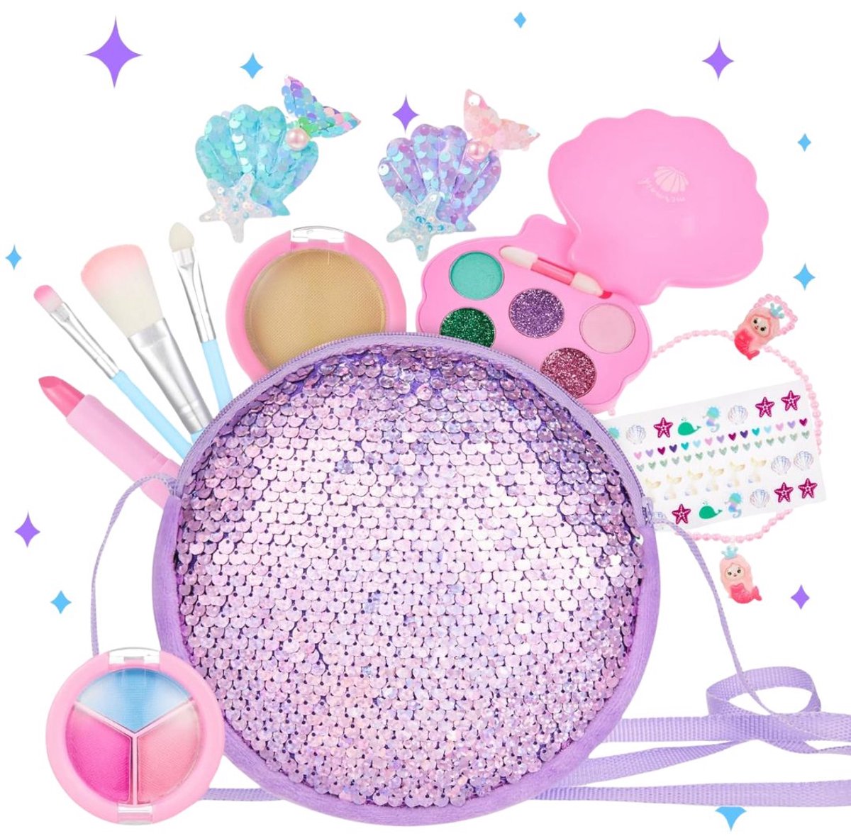 ApexArte® Make up Koffer Meisjes - Kinder Speelkoffer met Inhoud - Make Up Set voor Kinderen - Paars