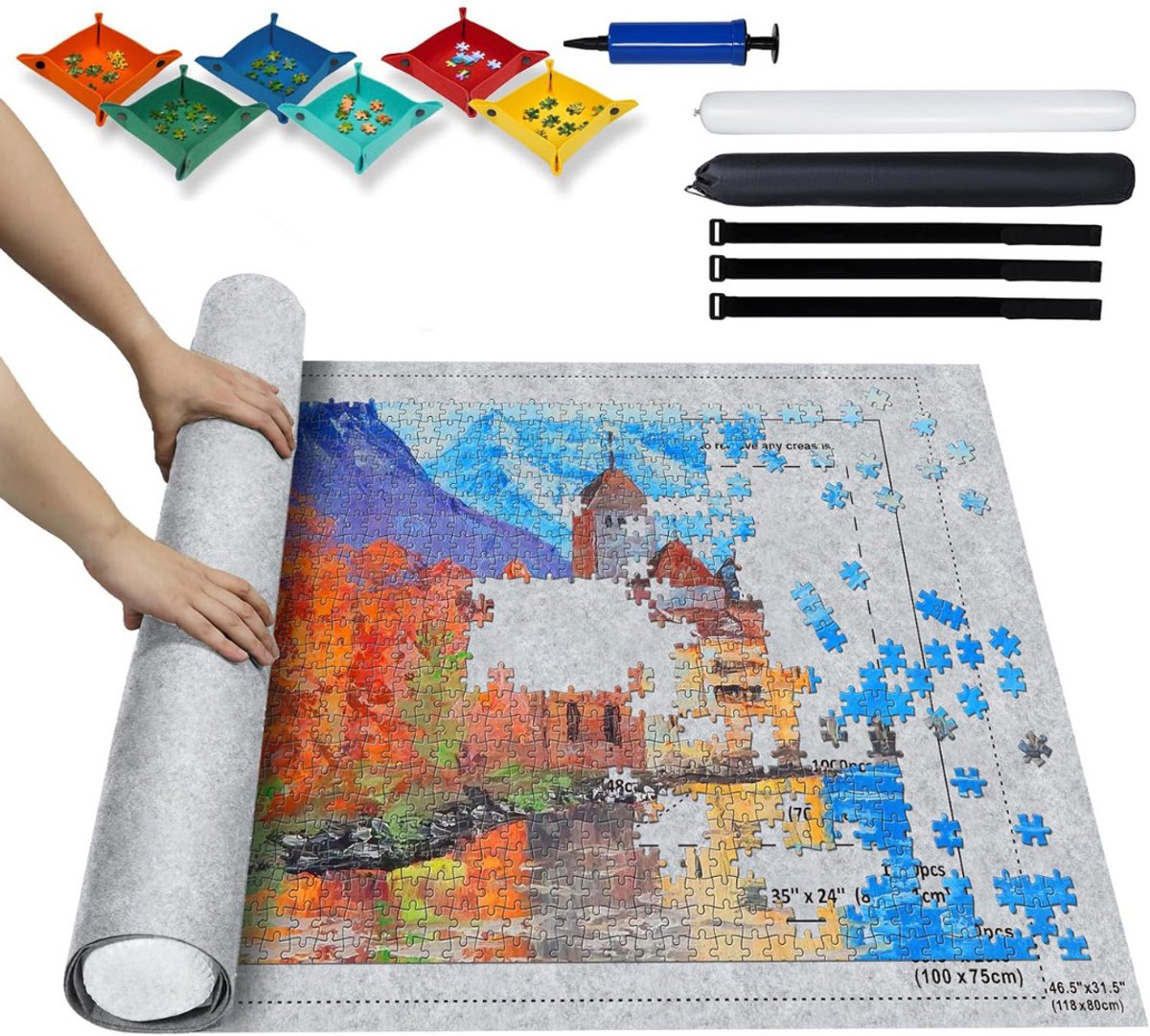   Puzzeltafel -   - Puzzelmap - Puzzelbord - 2000 Stukjes - Grijs