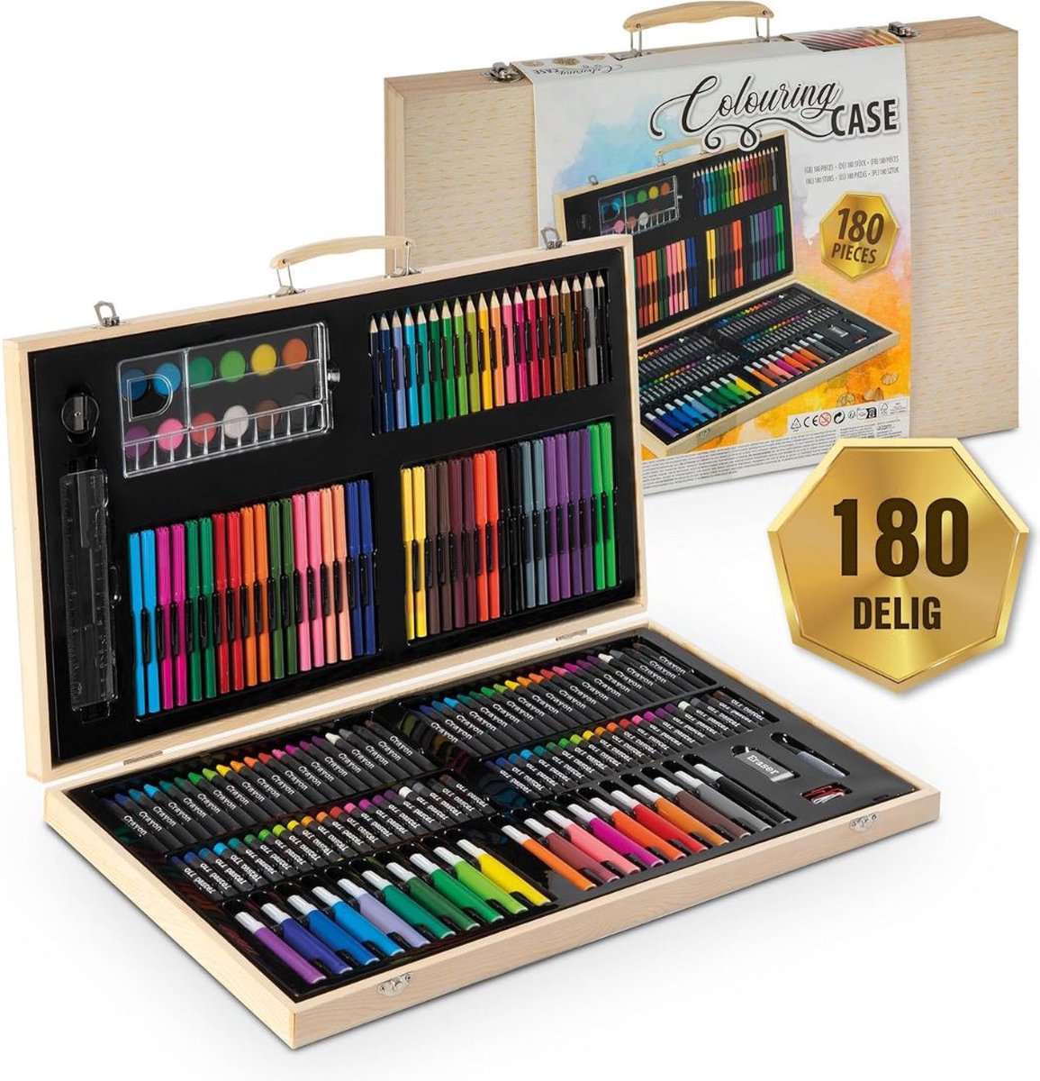 ApexArte® Tekenkoffer Kinderen - Tekendoos - Kleurpotloden - Stiften - Veelkleurig