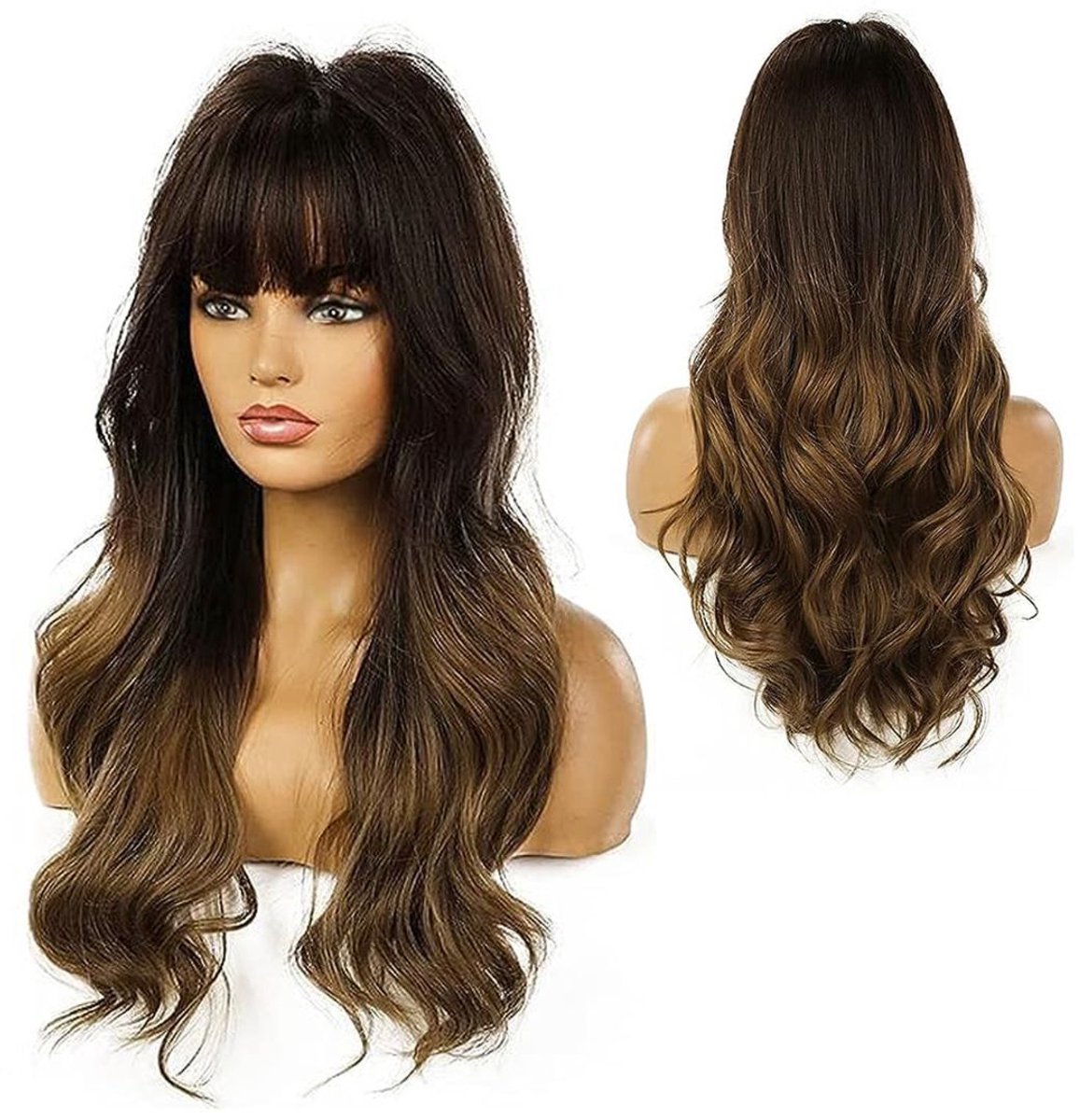 ApexArte® Top Kwaliteit Damespruik – Pruiken Dames - Hair Wig – Lang – Donkerbruin