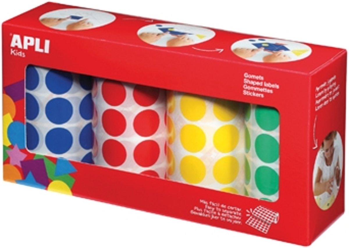 Apli Kids stickers rond doos met 4 rollen