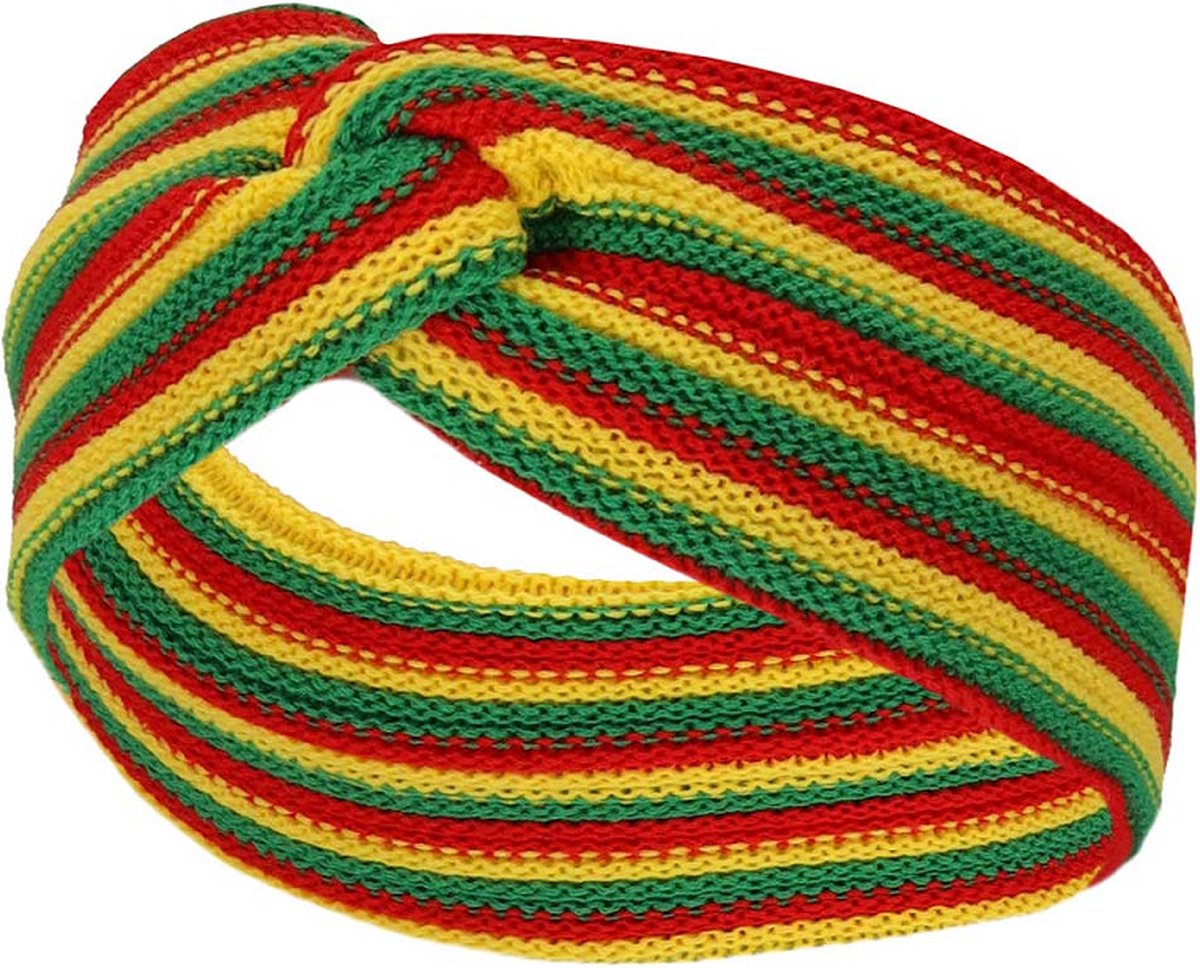 APOLLO PARTY GEBREIDE HAARBAND (ROOD/GEEL/GROEN)