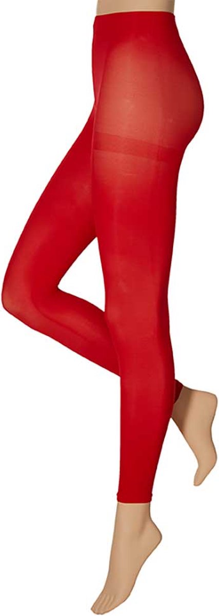 Apollo - Dames party legging - 60 denier - Rood - Maat L/XL - Neon Legging - Gekleurde legging - Legging carnaval