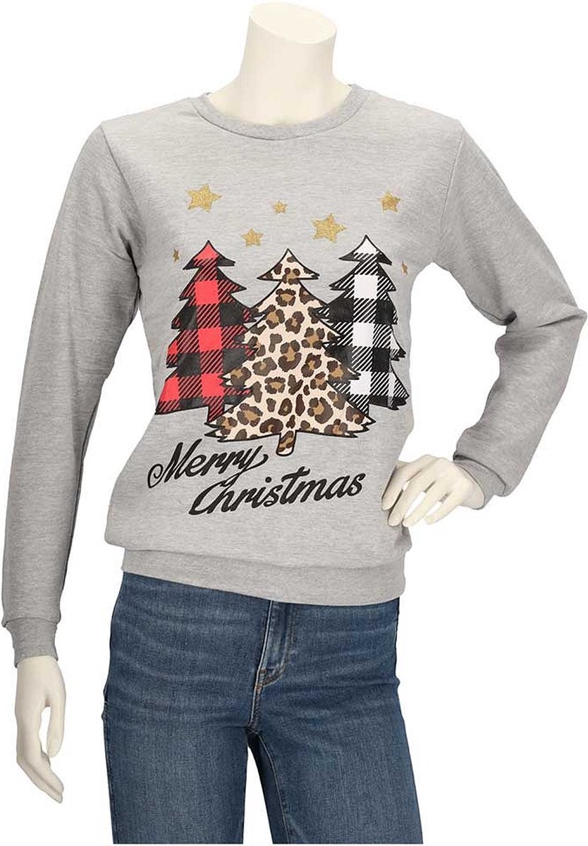 Apollo - Kersttrui dames - Multi Grijs - Maat L - Driving Home for Christmas - Kersttruien - Kerst - Foute kersttrui