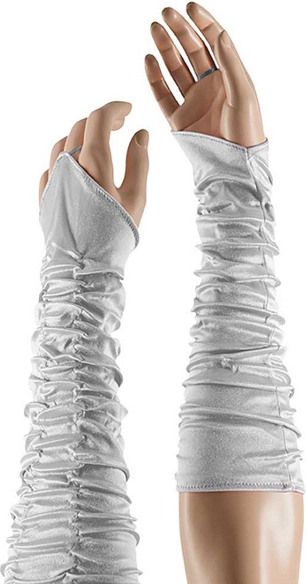 Apollo - Satijnen handschoenen princess wit one size